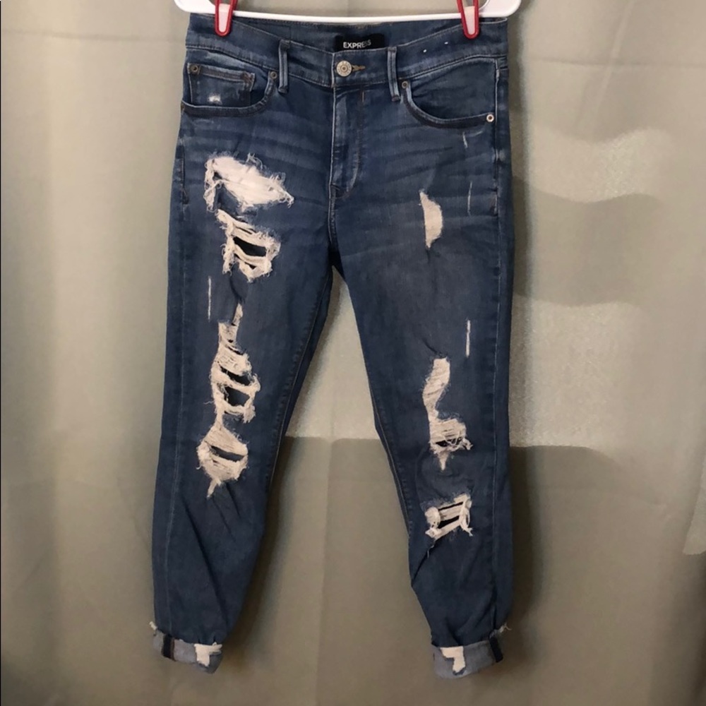 Ankle legging ripped jeans